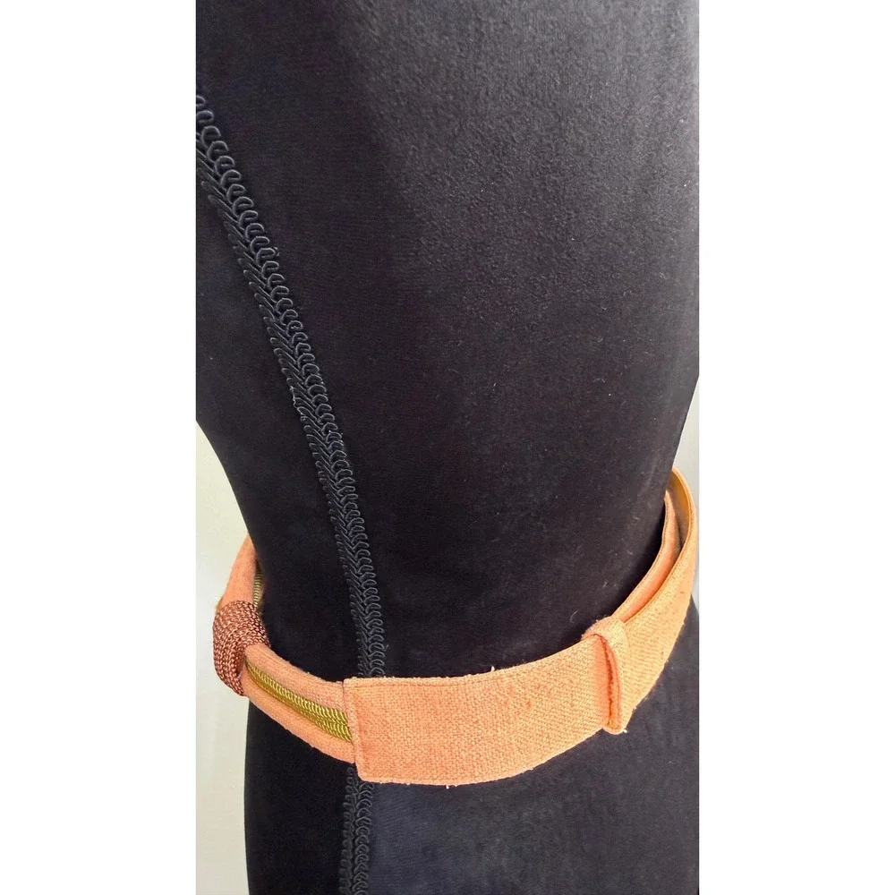 Vtg Ginnie Johansen Designs Inc Orange Woven Rope Knot Belt eclectic Art to wear